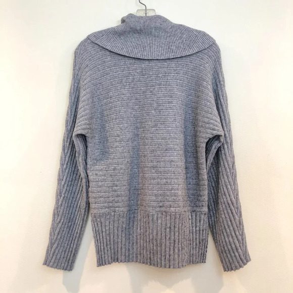 MOTH Anthropologie Knit Cowl Neck Ribbed Grey Sweater Women's XS - Picture 6 of 7